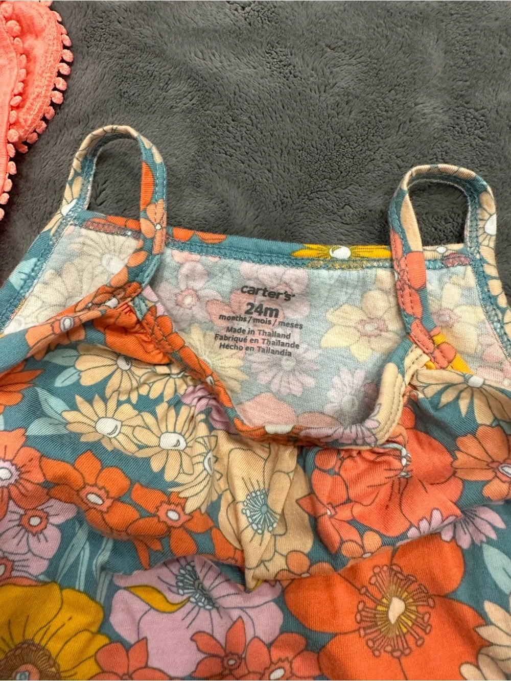 Carter's Coral Tank, Gray Deer Top & Floral Shirt Set